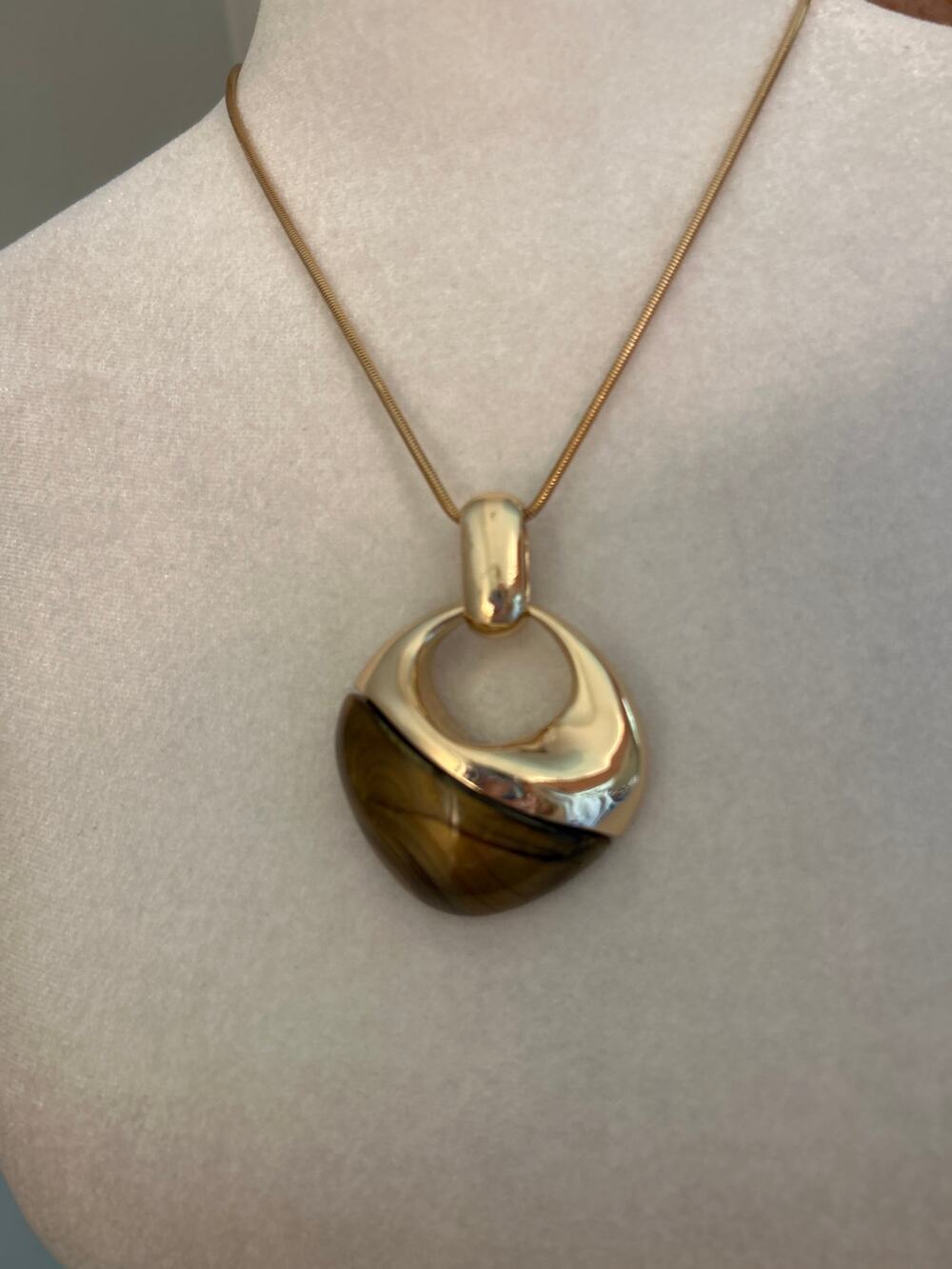 Open Edit from Nordstrom tigers eye and gold pendant necklace NWT